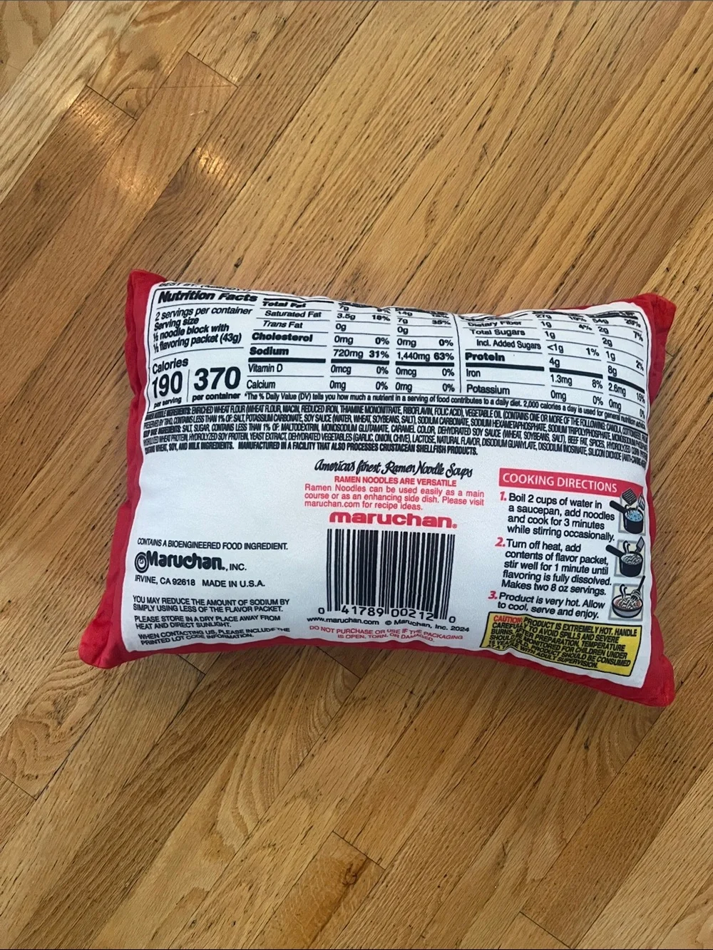 Beef Ramen Noodle Soup Decorative Pillow - Red & Yellow